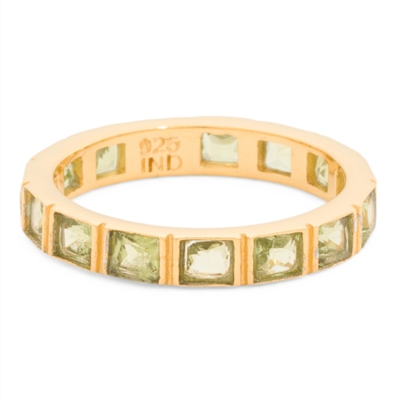 🌿 Shaanti Jewels 18 Karat Gold Plated Silver Peridot Eternity Ring Women's 8 🌿 - Picture 4 of 5